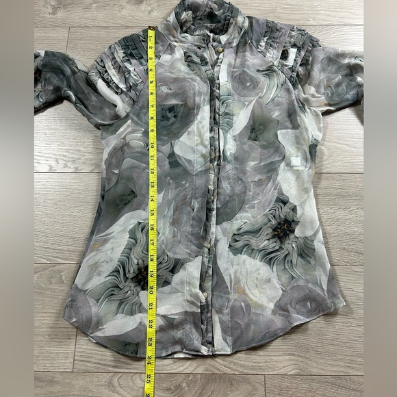 Diane Von Furstenberg DVF Pintura Silk Floral Print Button-Up Blouse Top - Picture 9 of 11